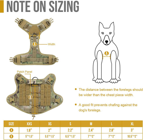 Tactical Dog Harness Vest with Handle, Adjustable No-Pull Service Dog Vest for Large Medium Dogs, Camo