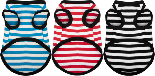 3 Pieces Dog Striped Shirt, Light Color Cotton Sleeveless Puppy Apparel, Colorful Tank Top for Small Medium Dogs