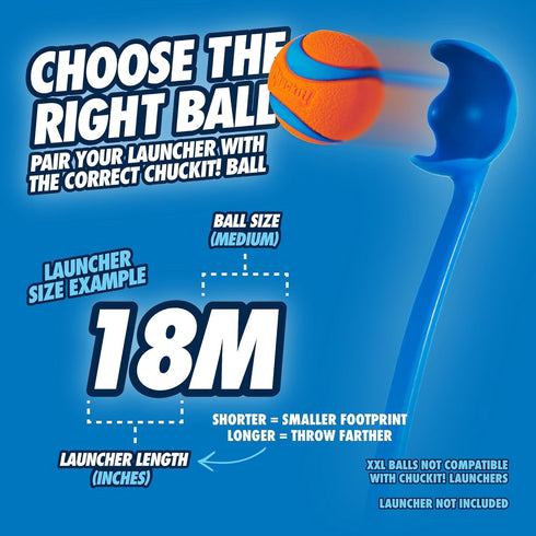 18" (2.5") 20-60 Chuckit! EcoFetch Dog Ball Launcher - with Medium Dog Fetch Ball Thrower, for Dogs Pounds, Made in USA