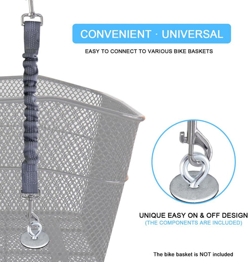 Dog Seat Belt for Bike Basket, Retractable Elastic Safety Leash Harness for Cat and Dog, Grey