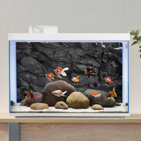 AWERT 30x18 inches Black Rock Stone Aquarium Background Vinyl for Fish Tank and Rocky Terrarium