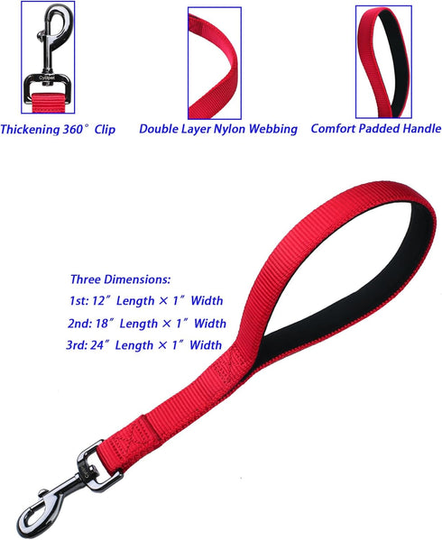 Premium 12 Inches Nylon Short Dog Leash with Heavy Duty Clip and Comfortable Padded Handle for Daily Use
