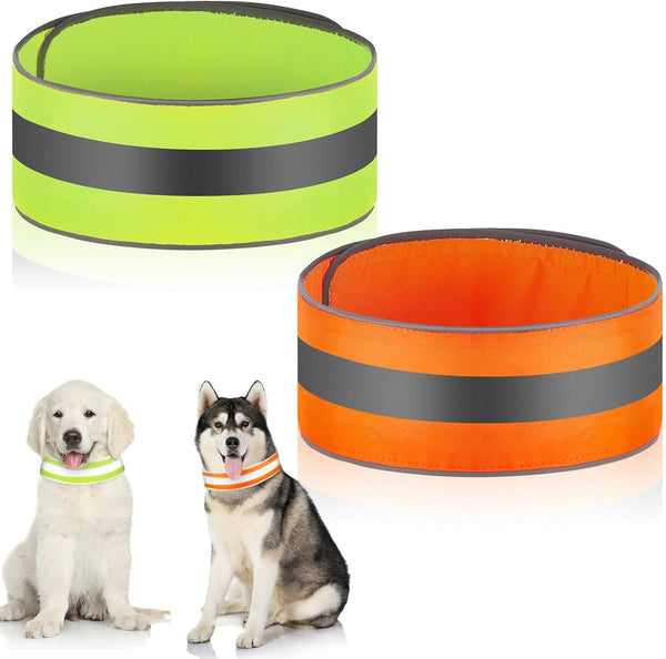 2 Pcs High Visibility Reflective Dog Collar, Adjustable Pet Collars with Quick Release Fastener for Small Medium Large