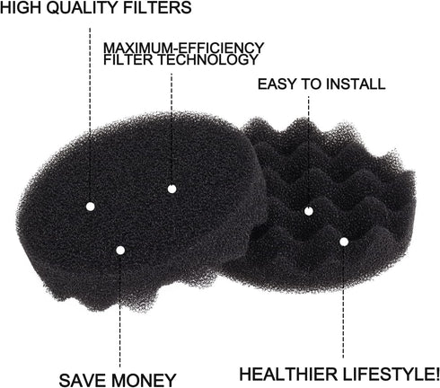 Swess FX6 Carbon Filter Pads, 8 Pack Replacement Foam Filter Pads Compatible with Fluval FX4/FX5, Black