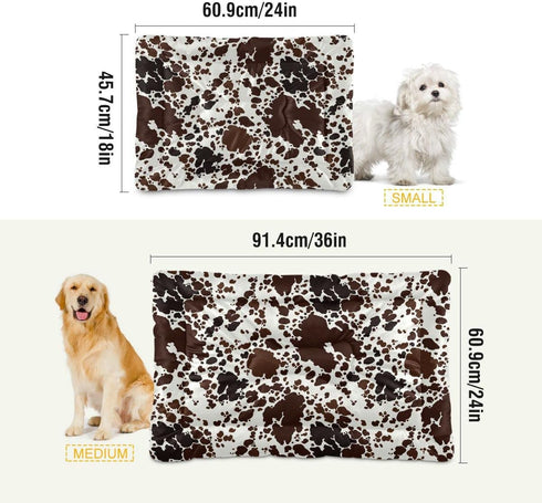 Qilmy Cow Print Dog Bed, Non-Slip Soft Cat and Dog Bed Mattress, Washable Kennel Pad (24 x 36 Inch)