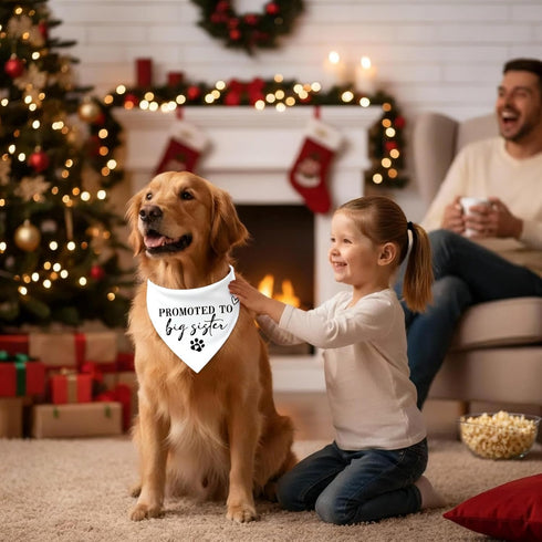 Promoted to Big Sister Dog Bandana Baby Announcement Dogs Bandanas White Pregnancy Announcement Big Brother Bandana