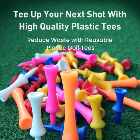 Plastic Golf Castle Tees - Step Down Value 200 Count, Unbreakable Mixed Height Pack for Practice