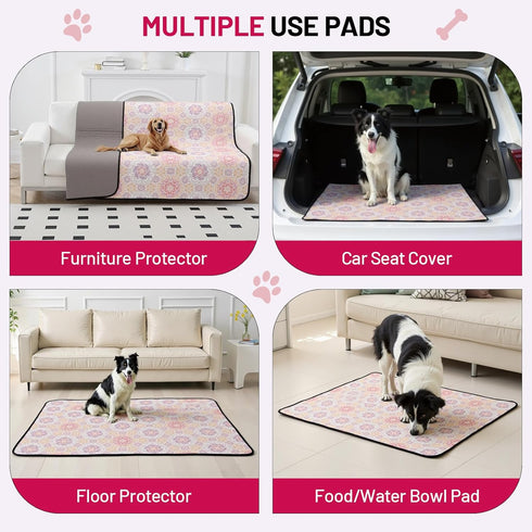 24x36 (Pack 2) Washable Dog Pee Pads - Absorbent Reusable Puppy Training Pads, Waterproof Leak - Proof & Non - Slip