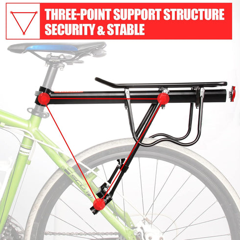 Rear Bike Rack - 110 lbs / 50KGS Aluminum Alloy Adjustable Cargo Racks for 26"-29" Frames