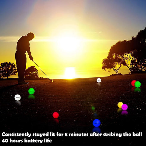 THIODOON Glow in The Dark Golf Balls Light Activated 6 Pack, LED Golf Balls for Night Golfing
