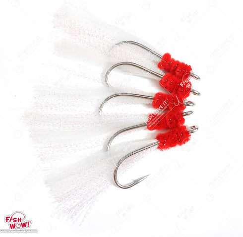 50 7/0 Pieces unrigged Shrimp Flying Hooks with White Krystal Flash