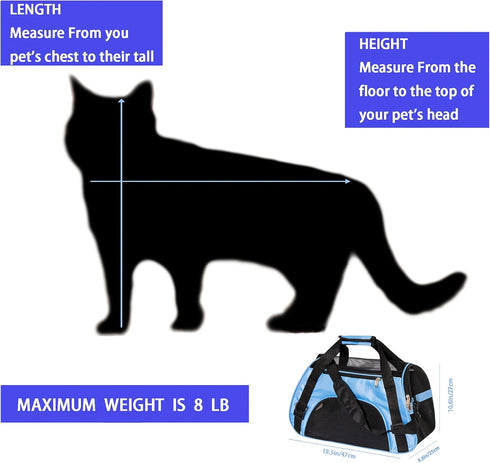 Pet Carrier Cat Carrier, Soft-Sided Airline Approved for Small Medium Cats Dogs Puppies (Medium, Blue)