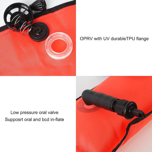 7in 4ft/5ft/6ft Luwint Surface Marker Buoy Width x Tall, Scuba Diving SMB Safety Sausage Signal Tube, Hi-Visibility