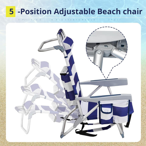 Generic Backpack Folding Beach Chair Portable Camping Chair, Low Beach Chair Lightweight Chair Folding Camp Chair