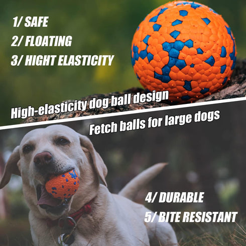 Dog Balls for Aggressive Chewers, Indestructible Floating Bouncy Balls, Lightweight Chew Balls, Fetch Balls for Large &
