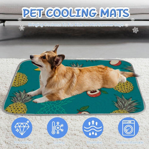 Generic 28" X22" Cooling Dog Beds for Large Dogs Ice Silk Cooling Crate Mat for Dogs Tropical Fruit Dog Car Bed