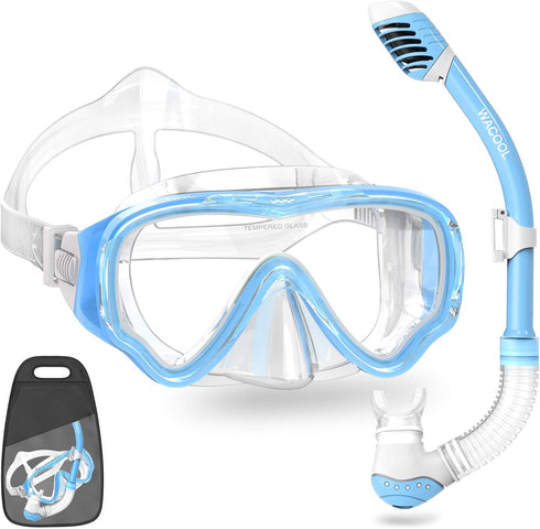 WACOOL Snorkeling Snorkel Diving Scuba Package Set Gear for Kids Youth Junior with Anti-Fog Coated Glass