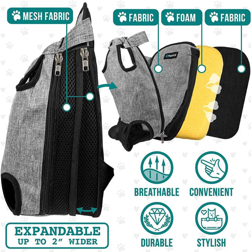 Backpack, Backpack, 5-9 lbs, PetAmi Dog Carrier Adjustable Pet Cat Front Carrier Ventilated Dog Chest Carrier
