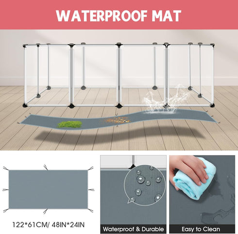 32 48" 32" 24" Panels Small Animal Playpen, x x Transparent Playpen with Waterproof Mat,Plastic Enclosure,Puppy Play