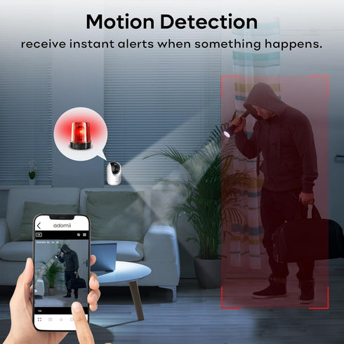 adomii 2K 33ft 2 Indoor Cameras for Home Security - Camera with Pan/Tilt, Night Vision, Way Audio, BLE Pairing - Motion