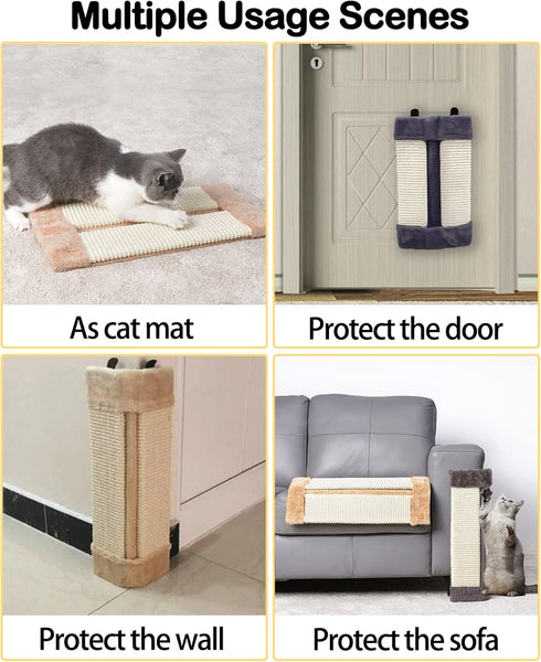 Cat Corner Scratcher, 2 Pack Natural Sisal Wall Mounted Boards, Resistant Furniture Protector for Indoor Cats