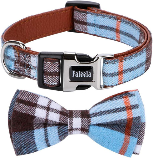 Soft & Comfy Bowtie Dog Collar, Detachable Adjustable Bow Tie for Small Medium Large Pets (Blue, M)