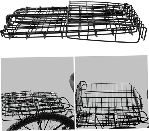 Luxshiny Foldable Bike Basket Rear Rack Storage Holder Capacity Steel Material Practical Gadget Holder for Bicycle