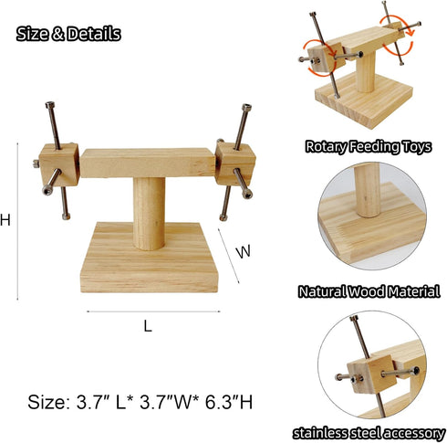 Chinchilla Wooden Spinning Foraging Toy for Hamster Guinea Pig, Wood Interactive Enrichment Toy for Pet Rats Gerbil