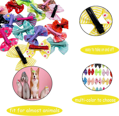 PET SHOW 20pcs Dog Hair Bows with Alligator Clips, Assorted Bowknot Hair Clips for Small Medium Dogs, Cat, Puppy