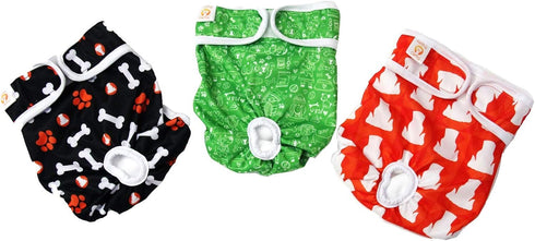 3 Pack Set PETTING IS CARING Dog Diapers Washable & Reusable Female and Male Dog Diapers Materials Durable Machine