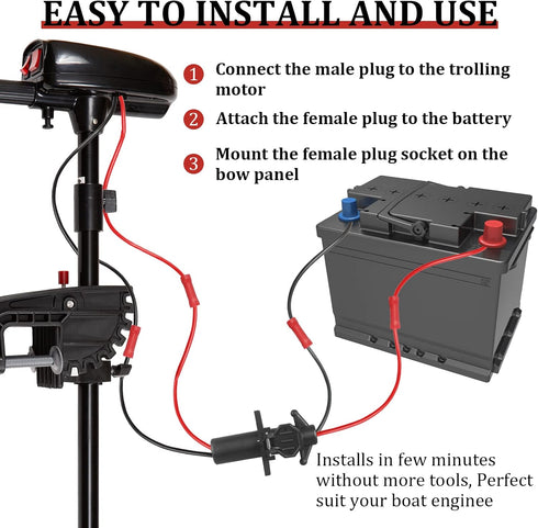 Trolling Motor Plug and Receptacle, 12v Compatible with Minn Kota Marine Boat, Waterproof Quick Connect
