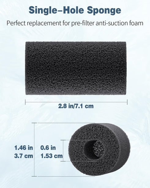 Pawfly 6 Pack Pre-Filter Sponge, 0.6" Aquarium Intake Filter Sponge Foam Cover Rolls for Small Fish, Shrimp Fry Fish