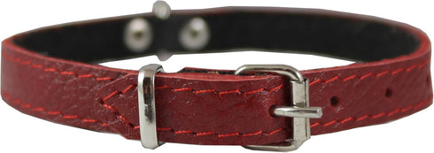 Genuine Leather Felt Padded Dog Collar - X-Small 11" x 1/2" Wide, Fits 8"-10" Neck for Chihuahuas and Puppies