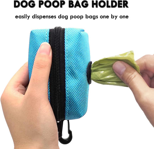 (2 Pack) 80 Dog Poop Bag Holder for Leash Attachment with Bags- Waterproof Dispenser with Carabiner, Hands-Free Design