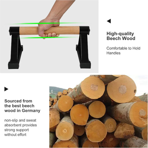 Wood Push Up Bars, Parallettes Anti-slip Handstand Bars for Calisthenics, Solid Wood with Sturdy Metal Bracket