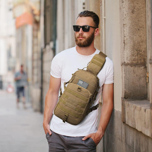 G4Free EDC Tactical Sling Bag Backpack, Molle Chest Shoulder Assault Pack, Outdoor Daypack