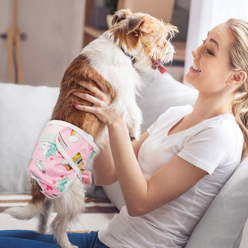 Pet Soft Female Dog Diapers, 3 Pack Washable Period Panties for Dogs in Heat, Reusable Puppy Diapers, L