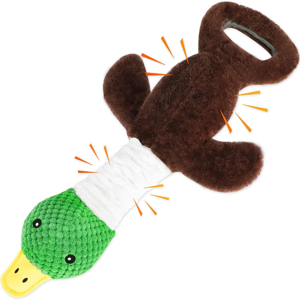 Duck Stuffed Squeaky Dog Chew Toy - Plush Dog Toys for Large Dogs, Interactive Pull Tug of War for Medium Small