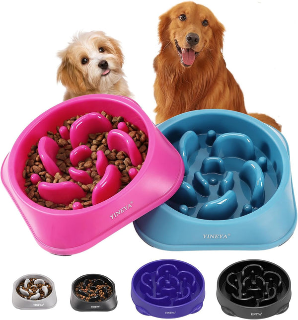 2Pcs Slow Feeder Dog Bowls for Large Breeds, Puzzle Dog Food Bowls to Slow Down Eating