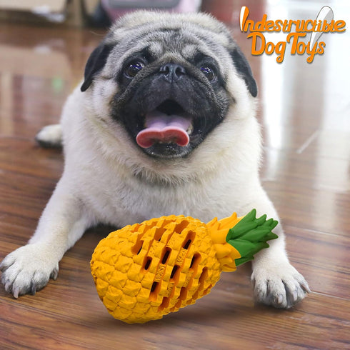Dog Toy for Large Breeds, Indestructible Pineapple Treat Dispensing Toys for Aggressive Chewers (Large)