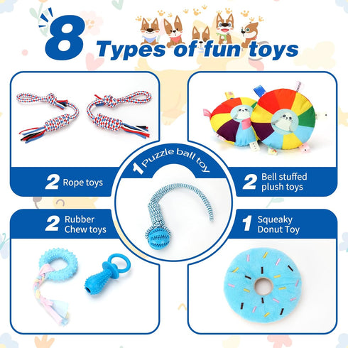 8 Puppy Play Gym with Hanging Toys, Indoor Jungle Gym Toys for Small Dogs with PVC Frame, Interactive Puppy Toy