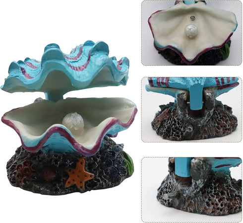 Abnaok Aquarium Shell Decoration - Tropical Clam Live-Action Ornament for Fish Tank Aerating and Oxygenated Decoration