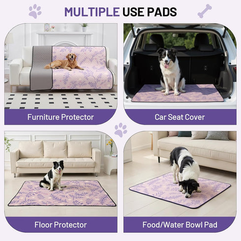 24x48 (Pack 2) Washable Dog Pee Pads - Absorbent Reusable Puppy Training Pads, Waterproof Leak - Proof & Non - Slip