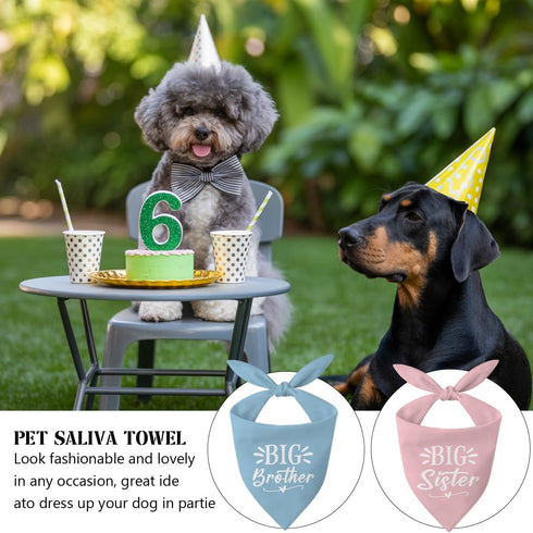 HPXKSHA 2 Pack, Baby Announcement Dog Bandana Big Sister and Big Brother Pet Scarf, Adjustable Triangle Pet Costume