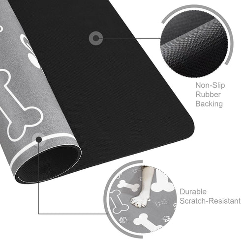 Pet Feeding Mat, Rapid Absorbent Dog Cat Food Mat with Rubber Backing, Protect Floors from Messy Drinkers (12"x18",