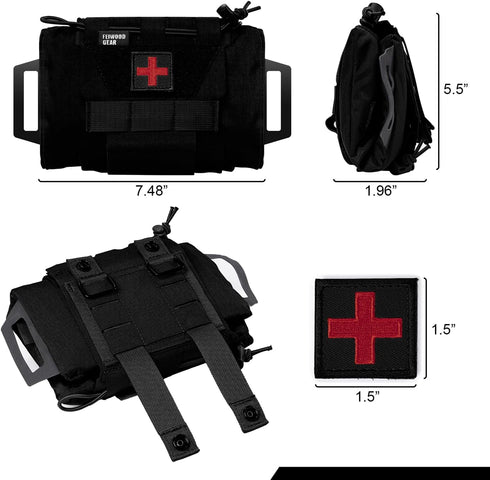 Tactical IFAK Pouch, Rapid Tear-Away First Aid Kit Two-Piece System Medical Pouches Emergency Survival Bag for Outdoor