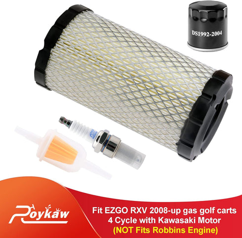 Roykaw Golf Cart Tune Up Kit for EZGO RXV TXT 2008-up Models with Kawasaki Engine, Includes Spark Plug and Filters