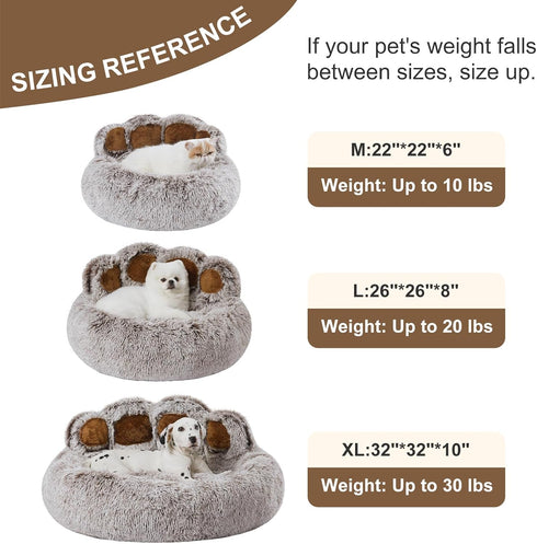 Jiupety Pet Round Paw Shape Bed, Calming Donut Dog Bed for Medium and Small Dogs, Machine Washable, Gray