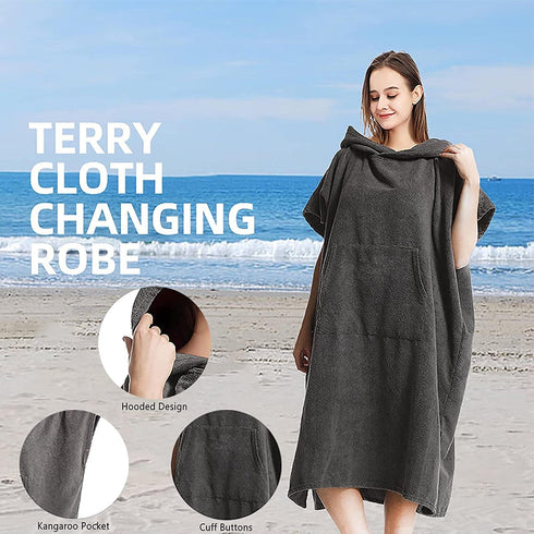 LSDRALOBBEB Swimming, 811(Color:Blue) Beach Towels Sports Towel Adult Surf Poncho Change Robe with Hooded and Pocket