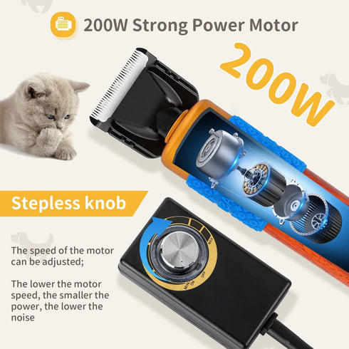 200W Trimmer 110-240V CGOLDENWALL Dog Hair Clipper for Grooming Pet Clipper Kit with Spare Blade, Low Noise&Vibration